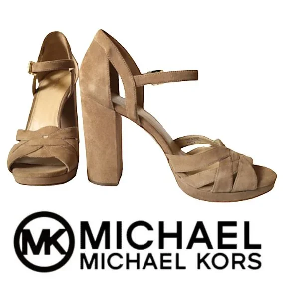MICHAEL by Michael Kors platform suede women's sandals size 11 tan brown… - Picture 2 of 15